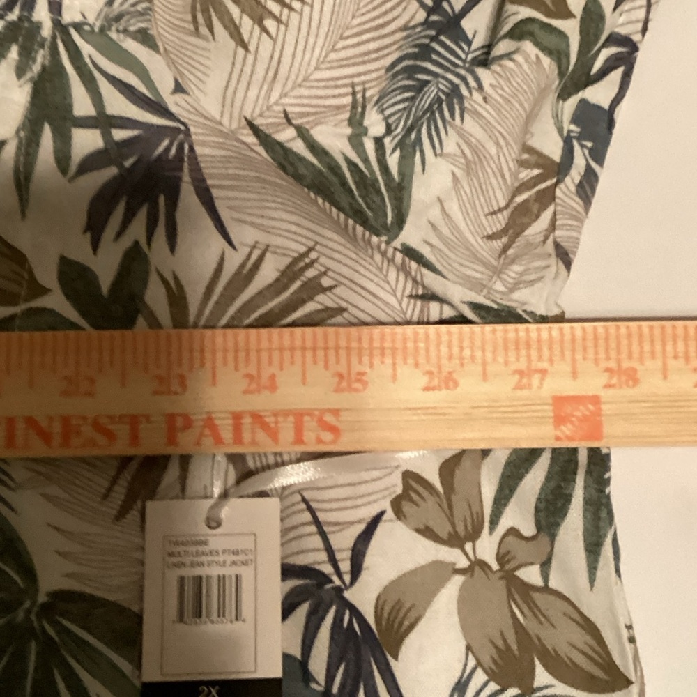 Dash-Tropical Leaf Print Button-Down Jacket 55%Linen - Picture 7 of 8